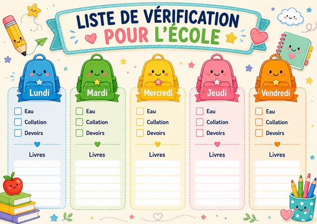 Liste de vérification scolaire