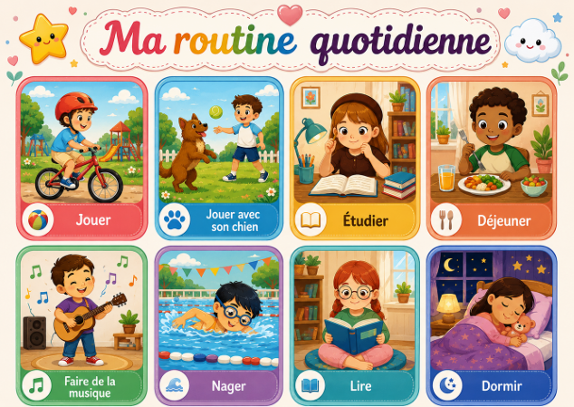 Cartes de routine illustrées