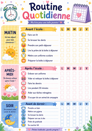 Plus de 10 modèles de routines quotidiennes